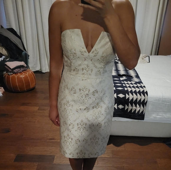 Sachin & Babi Vienna Notched V-Neck Bow-Back Jacquard Midi Dress - Picture 7 of 11